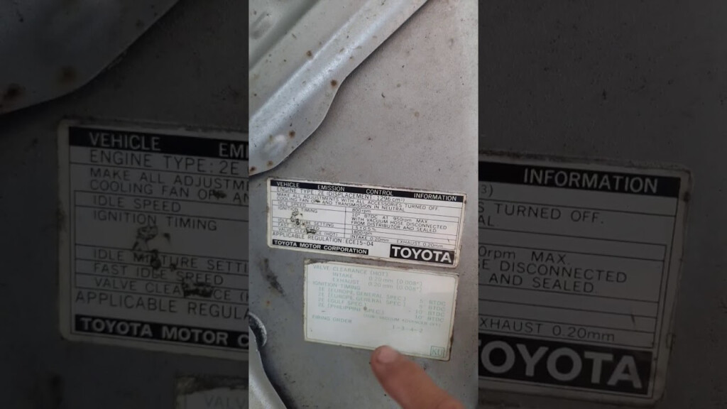 Toyota 2E Valve Clearance emission Control Information firing Order 